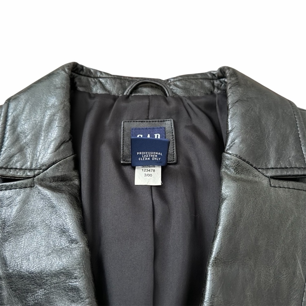 Gap Black Leather Blazer Jacket - image 5